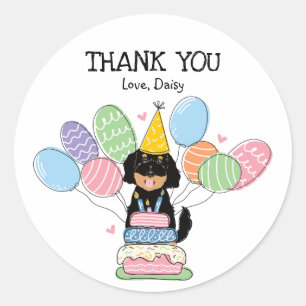 Sticker Rond Goldendoodle Chien Anniversaire Fête Favoriser Tag