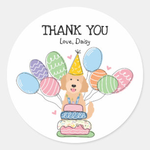 Sticker Rond Goldendoodle Chien Anniversaire Fête Favoriser Tag