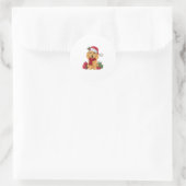 Sticker Rond Goldendoodle chien vêtements de Noël Santa Hat Chi (Sac)
