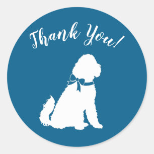 Sticker Rond Goldendoodle Dog Baby shower Boy Blue