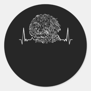 Sticker Rond Goldendoodle Heartbeat