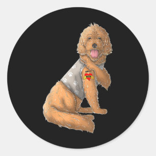 Sticker Rond Goldendoodle I Love Maman Tattoo Chien Drôle Mères