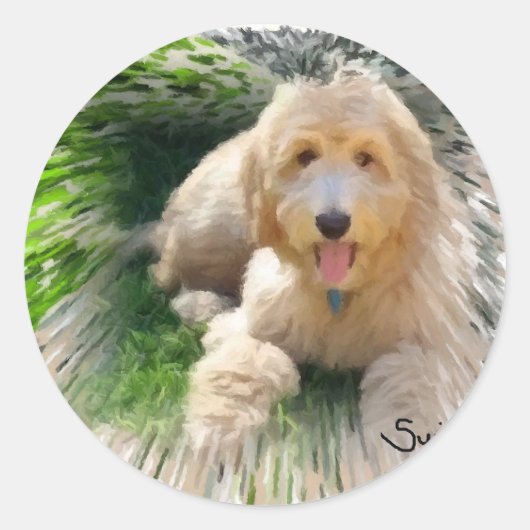 Sticker Rond Goldendoodle Labradodle (Devant)