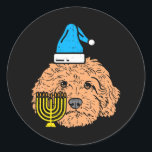 Sticker Rond Goldendoodle Menorah Animal juif Chien animal de c<br><div class="desc">Goldendoodle Menorah Animal juif Chien animal de compagnie</div>