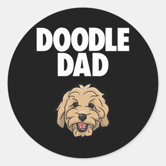 Sticker Rond Goldendoodle Papa Doodle Papa Papa Doodle Doodle G (Devant)