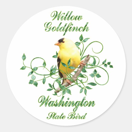 Sticker Rond Goldfinch Washington State Bird (Devant)