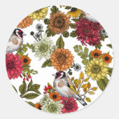 Sticker Rond Goldfinches dans le jardin (Devant)