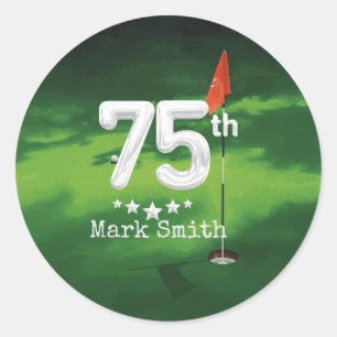 Sticker Rond Golf 75e anniversaire sur gazon vert