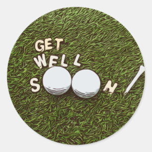 Sticker Rond Golf Allez-vous bien bientôt avec balle de golf et