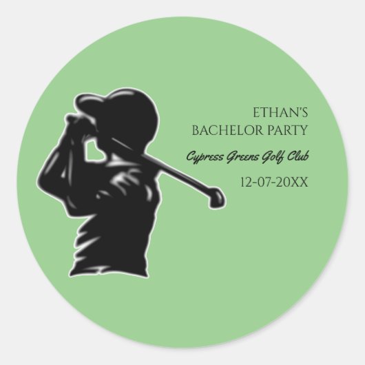 Sticker Rond Golf Bachelor Party Golf trip Classic élégant (Devant)