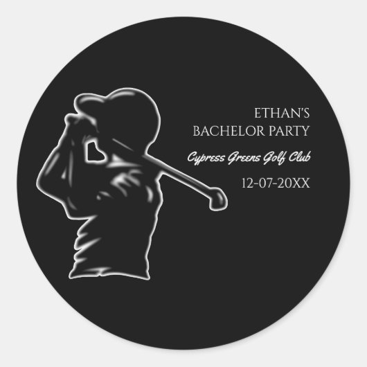 Sticker Rond Golf Bachelor Party Golf trip Classic élégant (Devant)