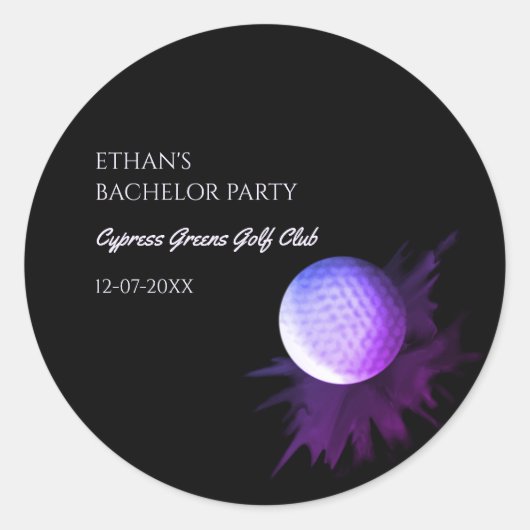 Sticker Rond Golf Bachelor Party - Golf trip Classic Stylish (Devant)