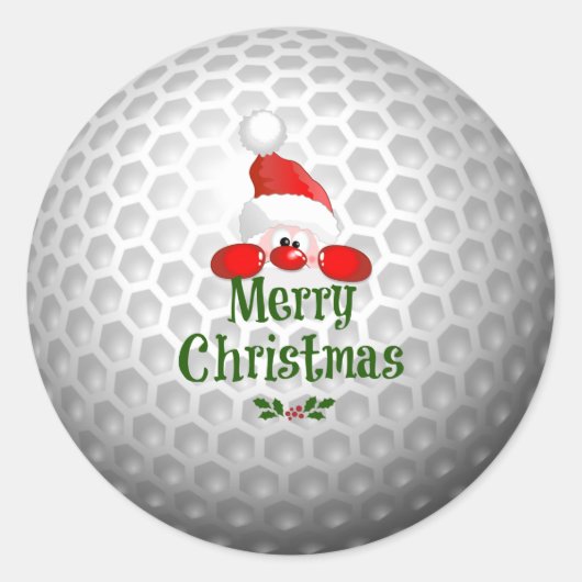 Sticker Rond Golf Ball Conception de vacances, Joyeux Noël (Devant)