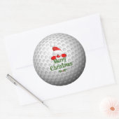 Sticker Rond Golf Ball Conception de vacances, Joyeux Noël (Enveloppe)