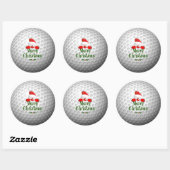 Sticker Rond Golf Ball Conception de vacances, Joyeux Noël (Feuille)