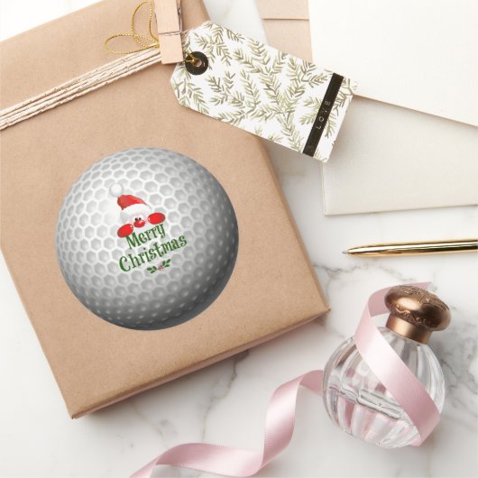 Sticker Rond Golf Ball Conception de vacances, Joyeux Noël Clas (Cadeaux)
