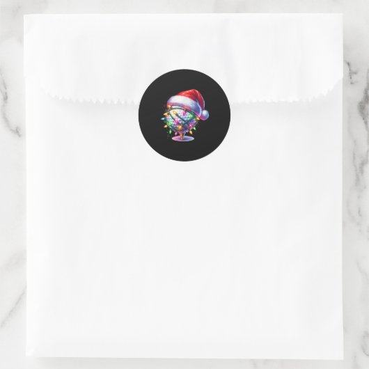 Sticker Rond Golf Ball Santa Hat Hommes FEMMES Noël Golf X (Sac)