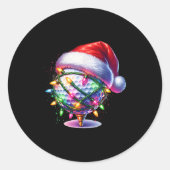 Sticker Rond Golf Ball Santa Hat Hommes FEMMES Noël Golf X (Devant)