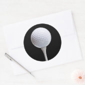 Sticker Rond Golf Ball & Tee on Black - Modèle Customisé (Enveloppe)