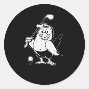 Sticker Rond Golf Birdie Amusant Oiseau Animal Humour Golf