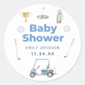 Sticker Rond Golf Boy Baby shower (Devant)