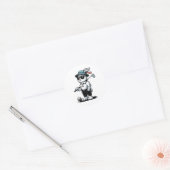 Sticker Rond Golf Bunny Punk Golfing Rabbit (Enveloppe)