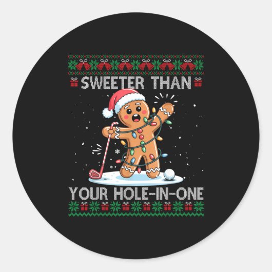 Sticker Rond Golf Christmas Gingerbread Sweeter Than Your Hole- (Devant)
