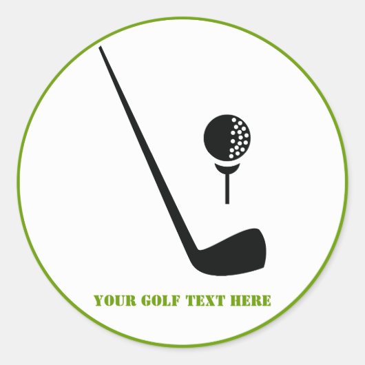 Sticker Rond Golf club and ball black, green custom (Devant)