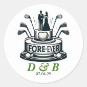 Sticker Rond Golf Couple Mariage (Devant)