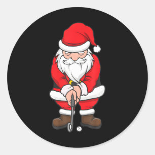 Sticker Rond Golf de Noël Santa Claus Swing Funny Golf