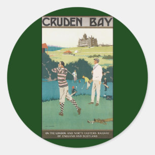 Sticker Rond Golf de sports vintage en Écosse, golfeurs jouant