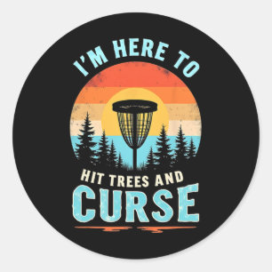 Sticker Rond Golf disc hilarant - Humour rétro de frappe d'arbr