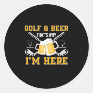 Sticker Rond Golf et bière d'anniversaire pour buveur de bière