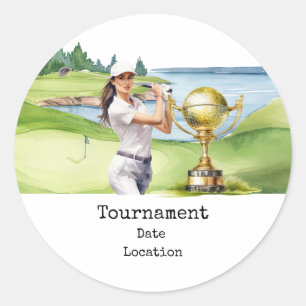 Sticker Rond Golf Femme dans le golf