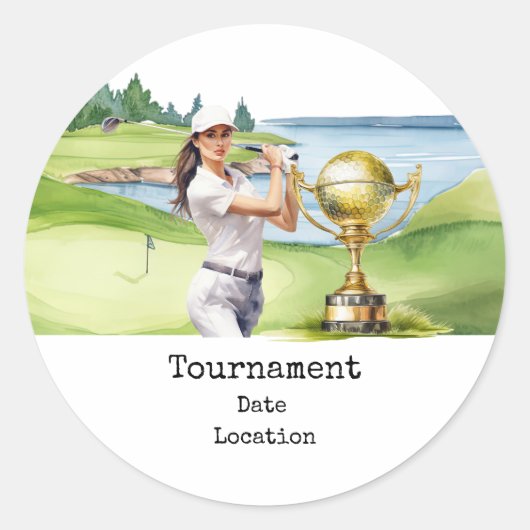 Sticker Rond Golf Femme dans le golf (Devant)