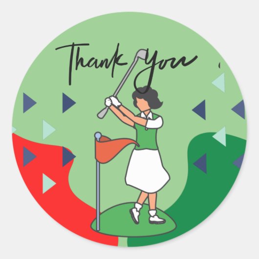 Sticker Rond Golf Femme Lady Golfing Merci (Devant)