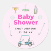 Sticker Rond Golf Girl Baby shower (Devant)