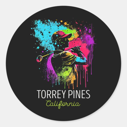 Sticker Rond Golf Golfing Torrey Pines  (Devant)