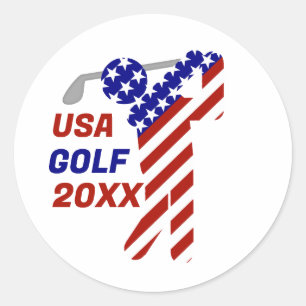 STICKER ROND GOLF HOMMES USA PATRIOTIQUE