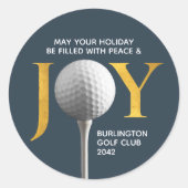 Sticker Rond Golf Joy & Peace Christmas (Devant)
