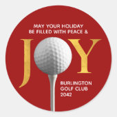 Sticker Rond Golf Joy & Peace Christmas (Devant)