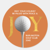 Sticker Rond Golf Joy & Peace Christmas (Devant)
