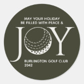 Sticker Rond Golf Joy & Peace Christmas (Devant)