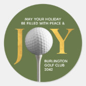 Sticker Rond Golf Joy & Peace Christmas (Devant)
