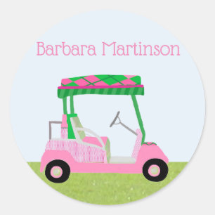 Sticker Rond Golf Lady Thème Adresse de retour