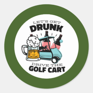 Sticker Rond Golf Let’s Par avec voiturette de golf