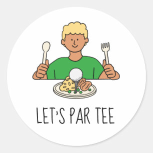 Sticker Rond Golf Let’s Par Ted avec Golfer Mange balle de golf