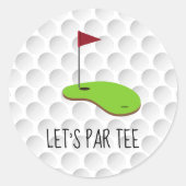 Sticker Rond Golf Let's Par tee avec drapeau de golf sur vert b (Devant)