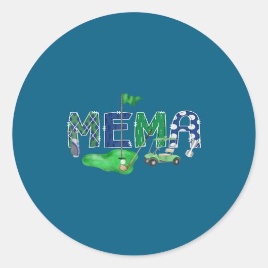 Sticker Rond Golf Mema trou un 1er (Devant)