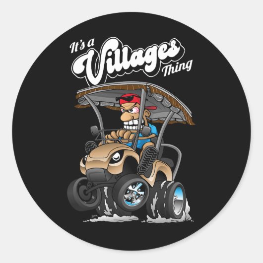 Sticker Rond Golf Panier C'est un village Thing Golf Cartoon D (Devant)